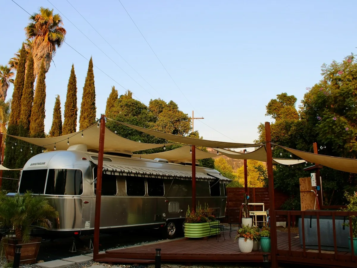 Travel trailer at a campsite