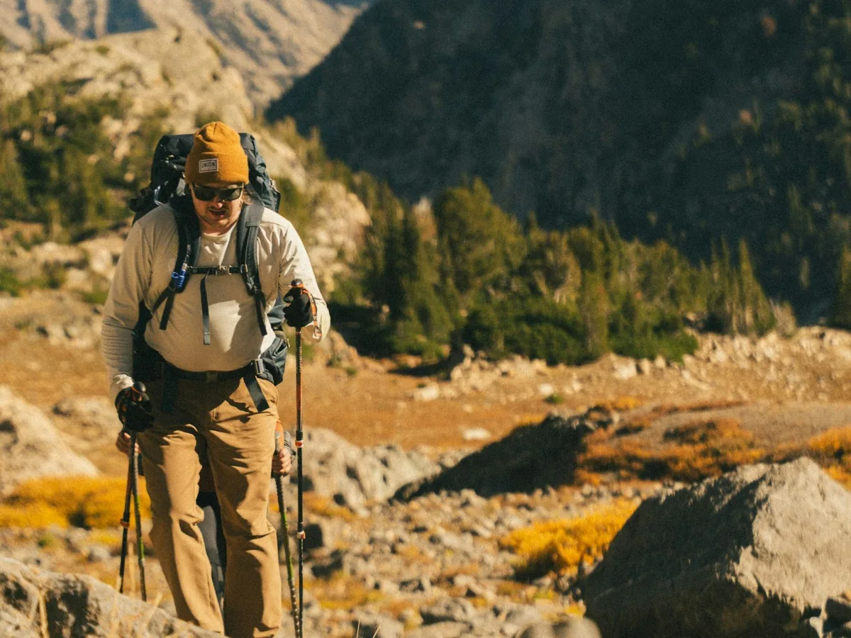 Backpacker on a mountain trail