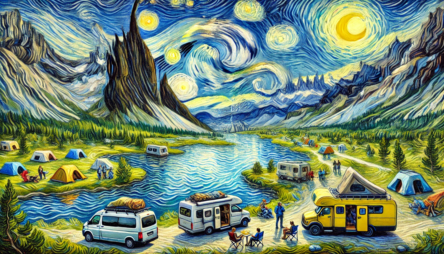 Travelers connecting on the road